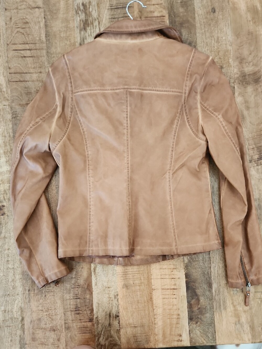 Max Studio Caramel Leather Moto Jacket - Picture 4 of 6